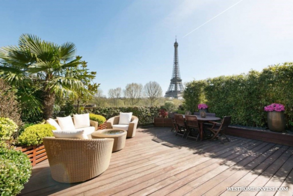 меблированная двуспаленная квартира в Париже с видами на Эйфелеву башню